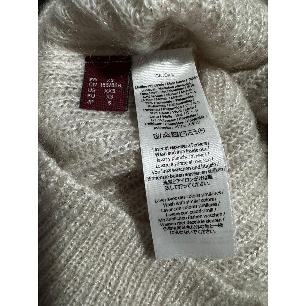 Comptoir des Cotonniers Mohair Blend Cream with Subtle Shimmer Sweater US XXS - Picture 6 of 7